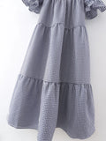 Women's Lattice Long Short-Sleeved Dress