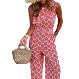 Spot 2025 Summer New Women's Fashion Diagonal Shoulder Sleeveless Long Print