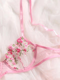 Floral Embroidery Transparent Lace 2 Piece Set-Outfit