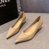 French Low-Heeled Single-Shoe Women 2025 Spring And Autumn New Nude Thick And Light Temperament Professional High