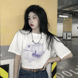 Zingj Girl Wind Student Top 2024 Summer New Fashion Chic Short Crop Short Sleeve Black Bottom T-Shirt