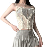 Cloth Forget Fashion Ballet Style Net Yarn Split Three-Dimensional Gradient Lace Vest Short Skirt Two Sets Of Hottie