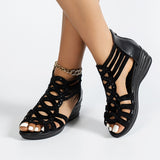 New Slope And Water Drill Fish Mouth Sandals Women Soft-Soled Toe High-Heeled Roman Shoes Roman