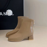 Boots Women's New 2025 Autumn And Winter Naked Boots Femininity Retro Short Boots Women's Heads Thick And Single Boots