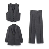 Code Female 2025 Spring Pinstriped Suit Vest Straight Cut Long Blazer Trouser