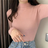Women Pullovers Sweater Autumn Winter Turtleneck Knitted Sweater Women Long Sleeve Tops Short Slim Sweaters Girls Clothes