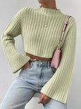 And Winter New Amazon Pure Color High Waist Short Horn Sleeve Half-High Collar Collar Sweater