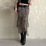 Temperament Light Style Leopard Yarn Irregular Dress 2025 Autumn And Winter New Half Dress Women's