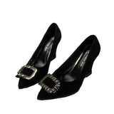 Set Autumn High Heel Work Shoes 43 Yards Fashion Water Drill New Women's Shoes Tip Black Slope Single Shoes