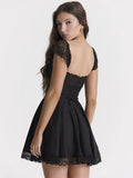 Elegant Party Dresses for Women Y2k Clothes Sexy Summer Daily Rave Outfits New Lovely Lace Patchwork Short