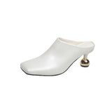 Slippers 2025 New Square Head Alien And Pure Color High Heel Elegant Fashion Simple Small High-Heeled Shoes