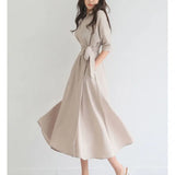 Dress Women's Summer New Dress French Waist Repair Slimming Temperament Summer High-Waist A-Word