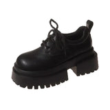 Women's Shoes Spring And Autumn High-End Thick-Skin Thick-Heeled Small Leather Shoes Ladies Light Mouth Retro Lace With Skirts Women's Fashion Single