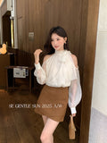 Xixi 2025 Autumn White Standard Korean Version Of The Match Temperament With Chiffon Long-Sleeved Shirt Women Top Women