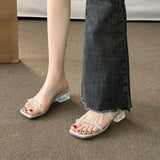 This Summer New Wearing Slippers Women's Water Drill Fairy Style Dress Thick And Transparent Crystal And Cool