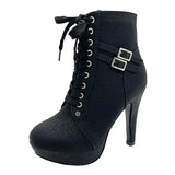Autumn 2025 Cross-Tie Martin Boots Fine High Women's Short Boots Fashion Belt Buckle Female