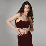 Women's Love Hot Diamond Decoration Sexy Hollow Breast Skirt Short Dress Dress Dress Dress Dress