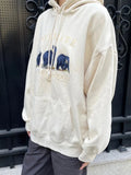 Vintage Bear Embroidery Oversized Hoodie-Outfit