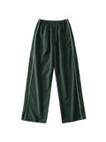 Piping Detail Wide Leg Track Pants- Outfit
