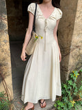 Special Price Does Not Return] Xiu Xixi Summer New Pure Desire High-Waisted Tie With Short-Sleeved Dress Dress Women