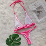 Zingj 2024 New Crystal Diamond Bikini Sexy Stripe Strap Split Swimsuit Vacation Women's