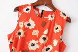 Women's Sleeveless Print Conjoined Broad Leg Trousers