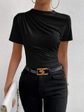 Spring And Summer Small High-Collar Folding Body Short-Sleeved Lady