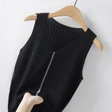 Silk Sling Vest Women's Wearing T-Shirt Summer Short Sleeveless Fashion Hot Solid Color V-Neck Thin