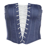 New Women's Fashion Lace Cross-Tie Design For Autumn Denim