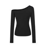 Zingj Desire Hot Girl Slim Slim Show Thin Off-Shoulder Long Sleeve T-Shirt Women's Early Autumn Design Sense Versatile Bottom Shirt Student