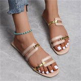 Women's Shoes Slippers 2025 Summer New Large-Size Color Flat Cool Slippers