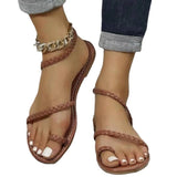 Women's Shoes 2025 Spring And Summer New Large-Size Braided Sleeve Flat Sandals Women Women