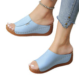 Thick-Bottomed Casual Slippers Women 2025 New Summer Word Solid Color Simple Fashion Fish Mouth