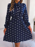 Shooting 2025 Autumn And Winter Temperament Wave Point Tice With Waist Long Sleeves 100 Folded Skirt Women's
