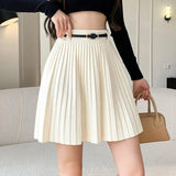 Pleated High Waist Belted Mini Skirt- Outfit