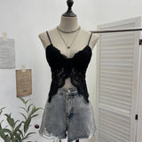 Shot Abstinence Hottie Low Breast With Breast Pad Lace Slings Vest V-Neck Butterfly-Like Umbilical Umb