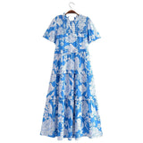 Women's New Cotton-Print T-Shirt With Loose Cake Dress