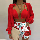 New Sexy Women's Pure Color Shorts Fashion Three-Piece