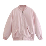 And Winter New Solid Color Loose Leisure Zipper Flying Jacket Cotton
