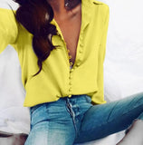 Zingj Hot Style New Irregular Solid Color V-Neck Sexy Breasted Long Sleeve Women's