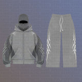 Street Color Double Hat Design Letter Hooded Cardigan Autumn And Winter Loose Y2K Sweater