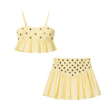 Women's Retro 2025 New Summer Solid Color Sling With Short Coat High Waist Half-Dress Metal Splicing