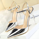 Shoes Fashion Sandals Women 2022 Patent Leather High Heels Women Sandals Summer Heeled Sandals Pointed Toe Women