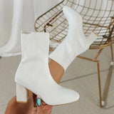 Boots 2025 New Autumn/Winter Sharp Head Weaving Big Size Women's Boots Coarse High Heel Middle-T-Big-Hee Thin-Skinned Socks