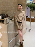 Xixi 13 Line 2025 Autumn White Standard Temperament Knitted High-Neck Dress Dress Thin High-Waisted Short Skirt Women