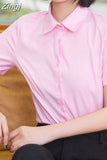 Cotton Shirts Women White Shirt Office Lady Solid Pink Shirts Blouse Casual Woman Basic Blouse Tops Fashion Women