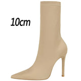 Shoes Women Boots Fashion Ankle Boots Pointed Toe Stretch Boots Autumn Stiletto Socks Boots High Heels Ladies Shoes
