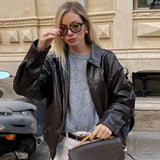 Explosion Women's Fashion Trend With Imitation Leather Bomber Jacket