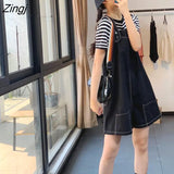 Women Solid Wide-leg Loose Suspender Trousers High Waist Female Chic Popular Simple All-match Daily Korean Streetwear