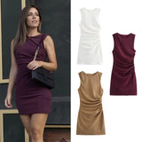 Autumn Fashion Single Three-Color Knitted Folding Dress Women's Dress